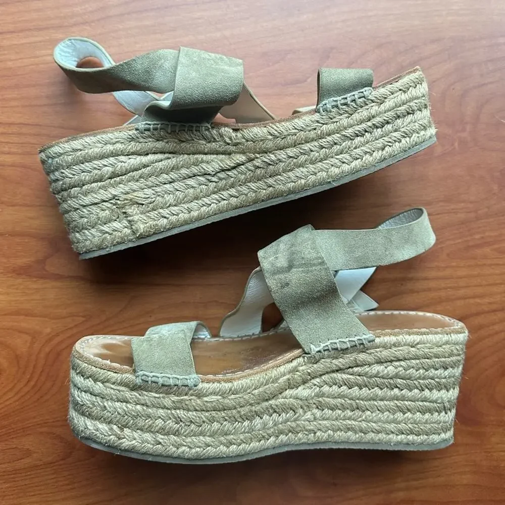 Rag & Bone August Espadrille - Suede Leather Platform‎ Sandal Light Sand 39 9